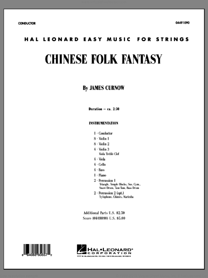 Chinese Folk Fantasy (COMPLETE) sheet music for orchestra by James Curnow, intermediate skill level