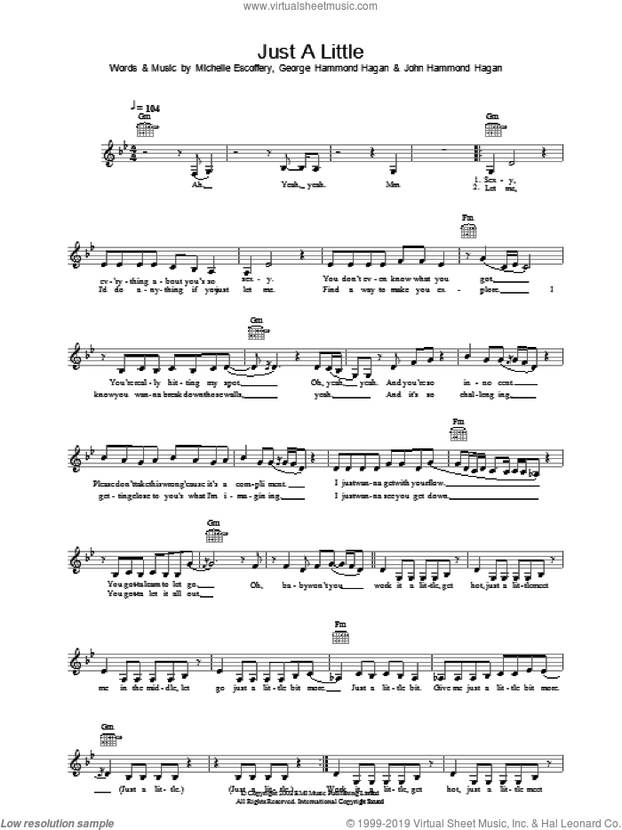 Just A Little sheet music for voice and other instruments (fake book) by Liberty X, George Hammond Hagan, John Hammond Hagan and Michelle Escoffery, intermediate skill level