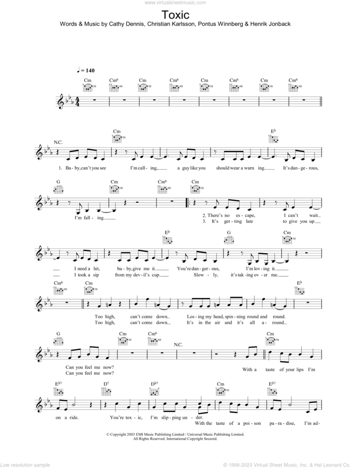 Toxic – Britney Spears Sheet music for Piano (Solo)