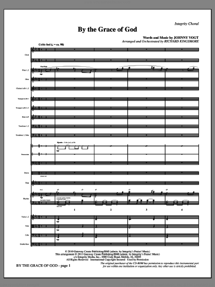 By The Grace Of God (complete set of parts) sheet music for orchestra/band (Orchestra) by Richard Kingsmore and Johnny Vogt, intermediate skill level