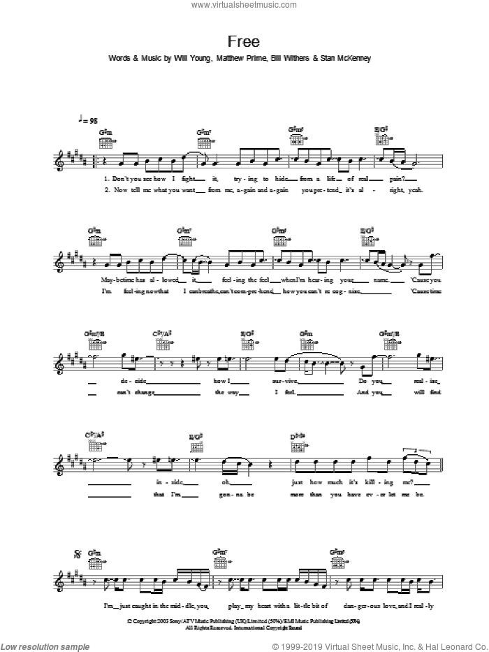 Free sheet music for voice and other instruments (fake book) by Will Young, Bill Withers and Matthew Prime, intermediate skill level