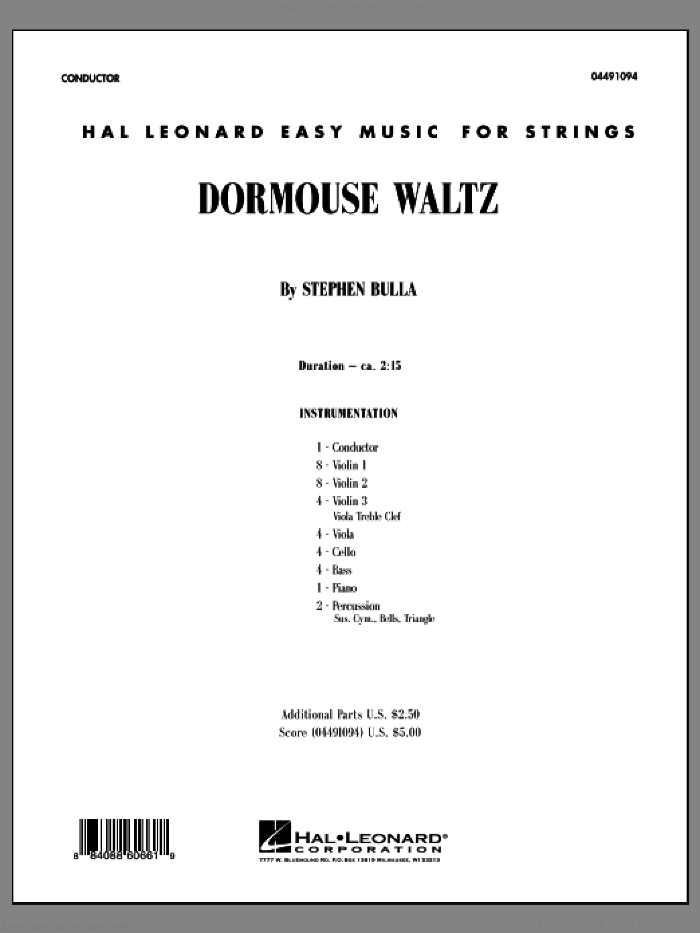 Dormouse Waltz (COMPLETE) sheet music for orchestra by Stephen Bulla, intermediate skill level