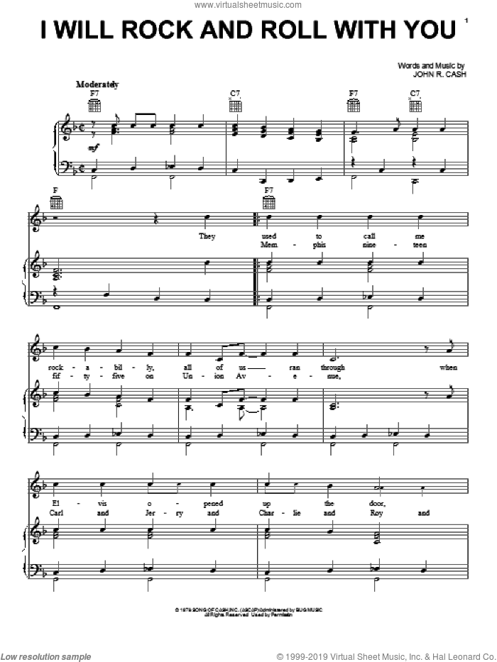 I Will Rock And Roll With You sheet music for voice, piano or guitar by Johnny Cash, intermediate skill level