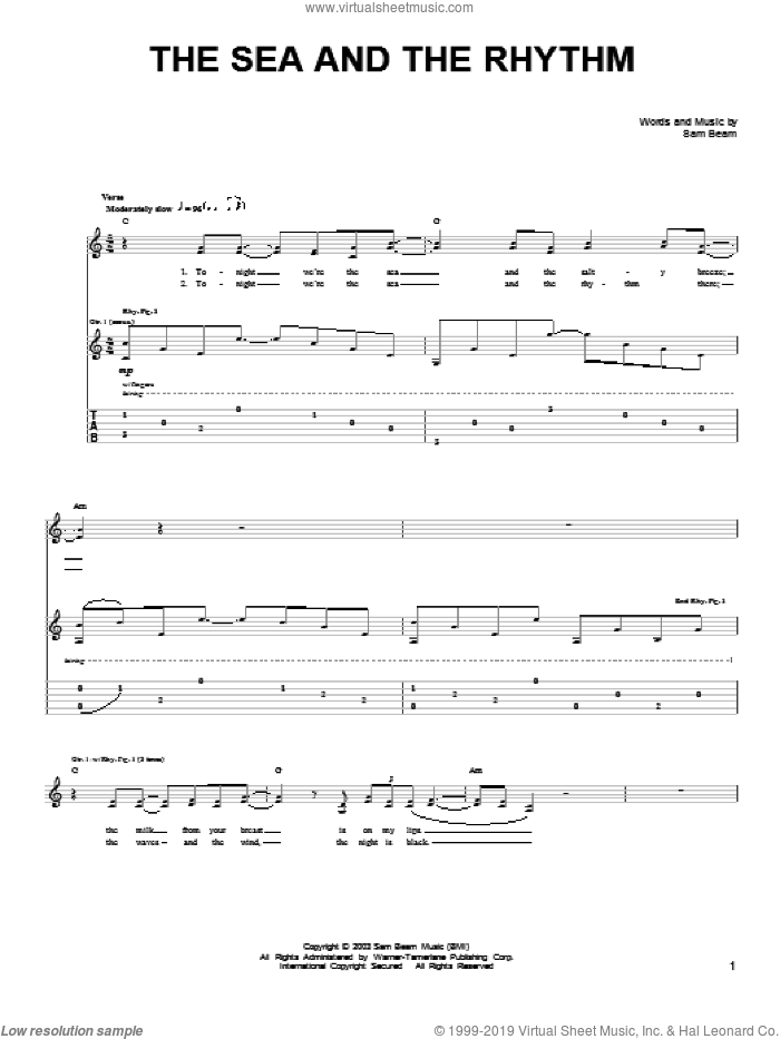 The Sea And The Rhythm sheet music for guitar solo (chords) by Iron & Wine and Samuel Beam, easy guitar (chords)