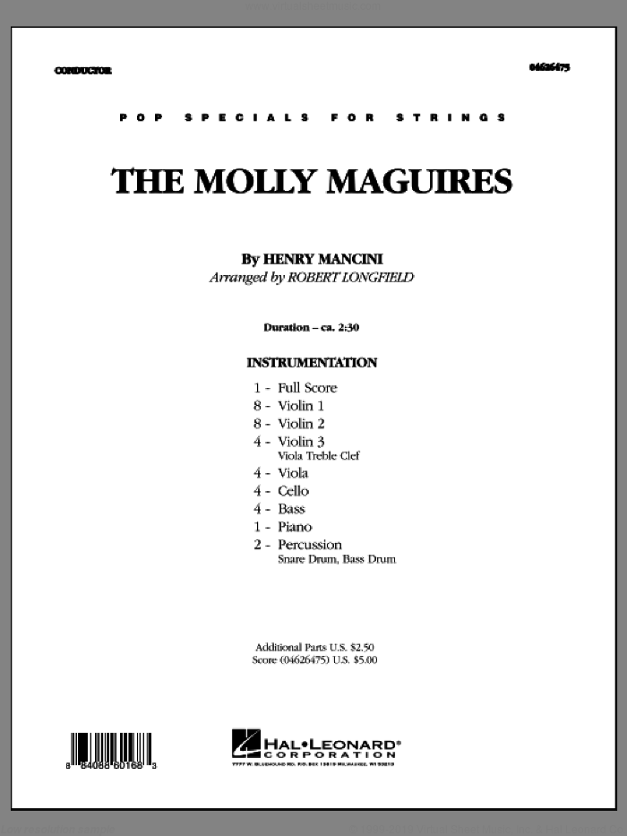 The Molly Maguires (COMPLETE) sheet music for orchestra by Henry Mancini and Robert Longfield, intermediate skill level