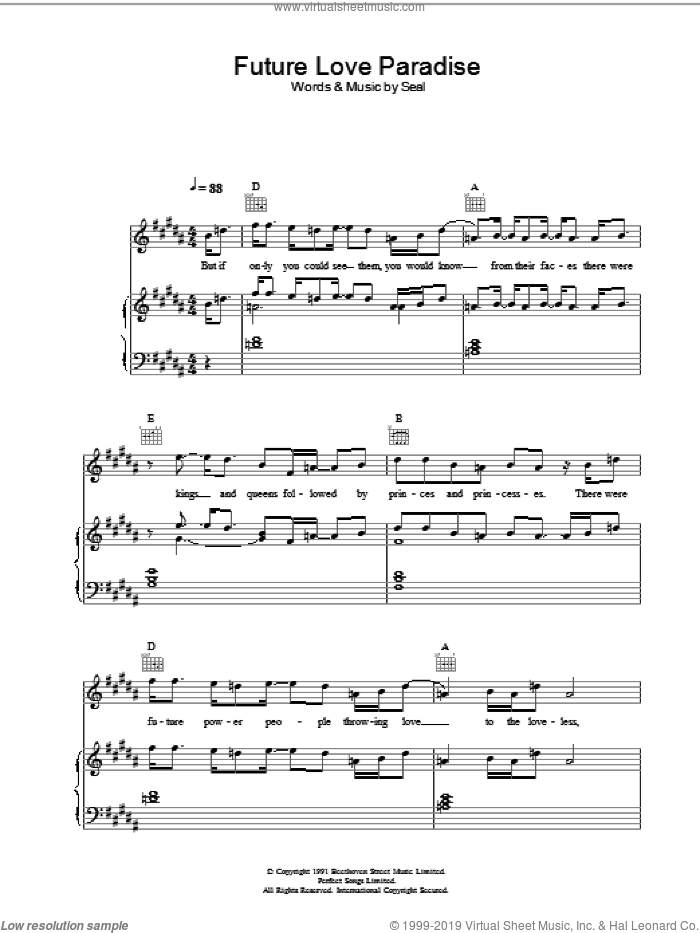 Future Love Paradise sheet music for voice, piano or guitar by Manuel Seal, intermediate skill level