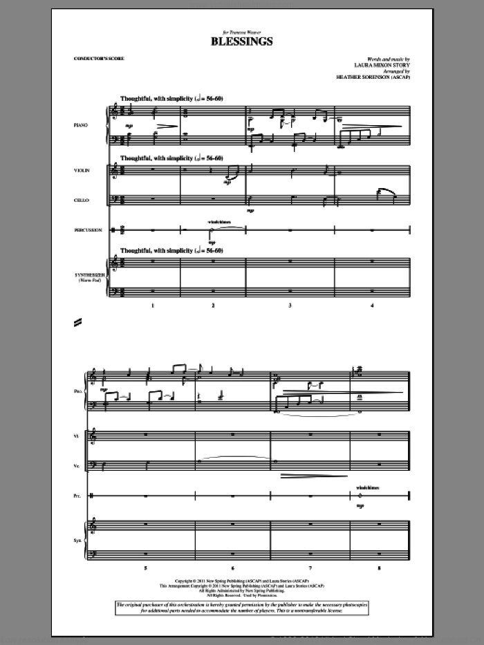 Blessings (complete set of parts) sheet music for orchestra/band (Orchestra) by Laura Story and Heather Sorenson, intermediate skill level