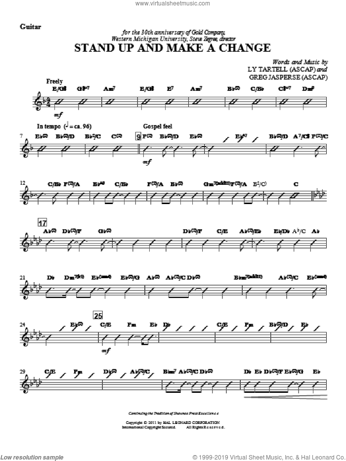 Stand Up And Make A Change (complete set of parts) sheet music for orchestra/band (Rhythm) by Greg Jasperse and Ly Tartell, intermediate skill level