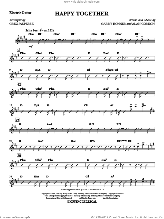 Happy Together (complete set of parts) sheet music for orchestra/band (Rhythm) by Greg Jasperse, Alan Gordon, Garry Bonner and The Turtles, intermediate skill level