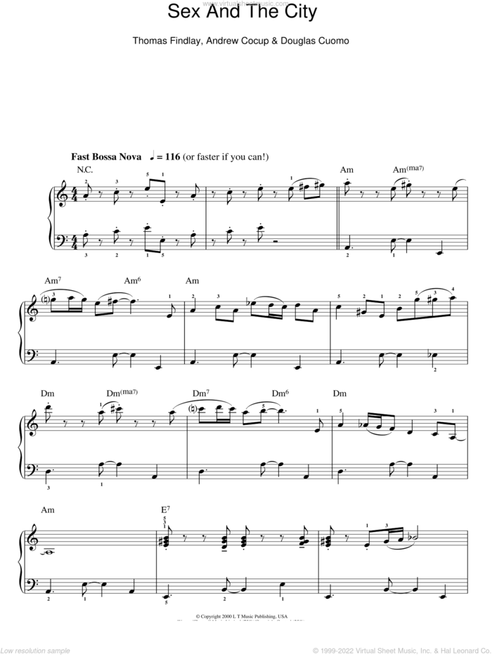 Findlay Theme From Sex And The City Sheet Music For Piano Solo 2125