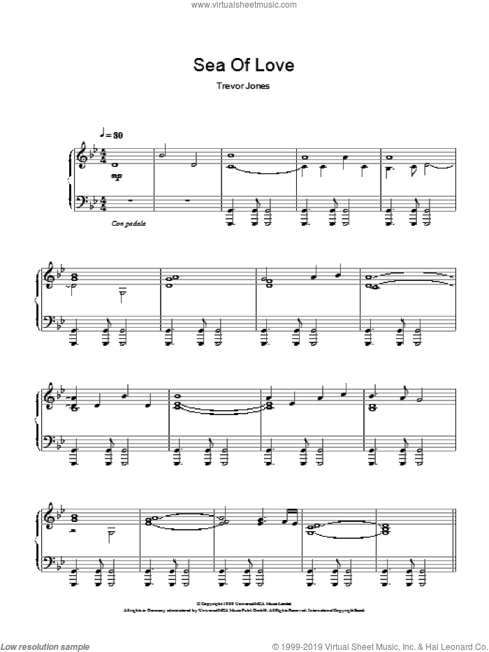 Sea Of Love (Fear And Passion) sheet music for piano solo by Trevor Jones, intermediate skill level