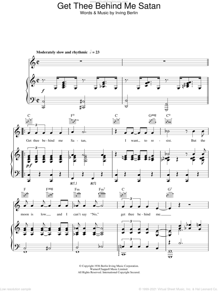 Get Thee Behind Me Satan sheet music for voice, piano or guitar by Irving Berlin and Ella  Fitzgerald, intermediate skill level
