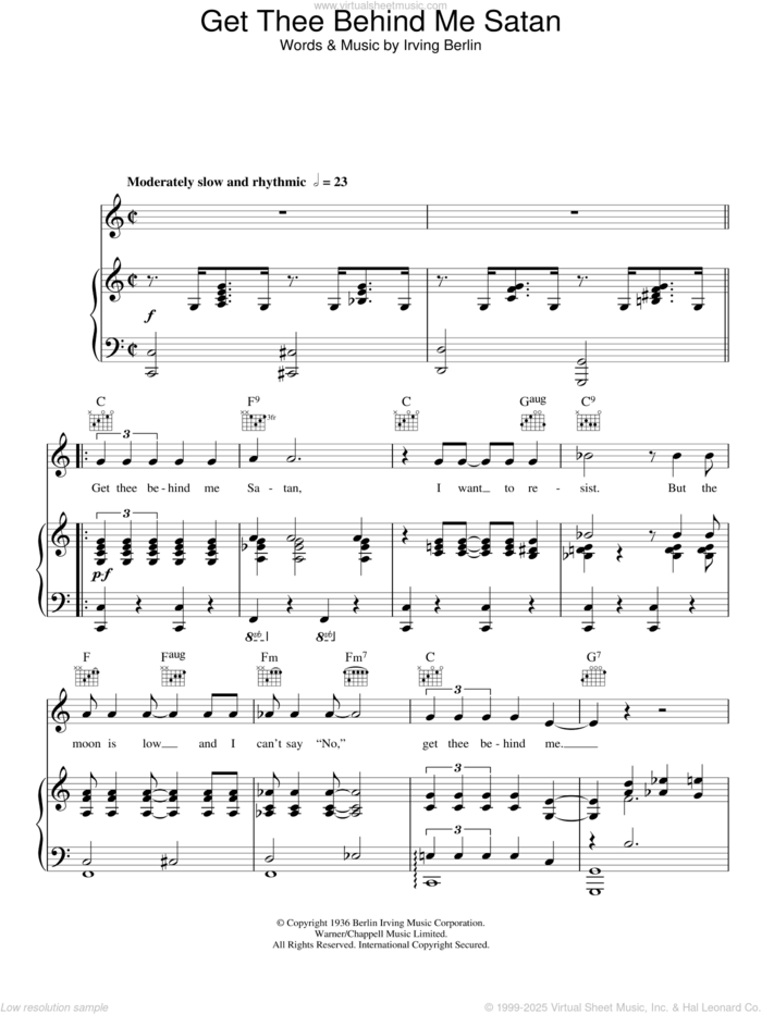 Get Thee Behind Me Satan sheet music for voice, piano or guitar by Irving Berlin and Ella  Fitzgerald, intermediate skill level