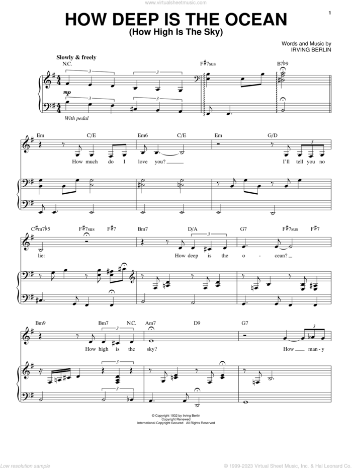How Deep Is The Ocean (How High Is The Sky) sheet music for voice and piano by Susannah McCorkle and Irving Berlin, intermediate skill level