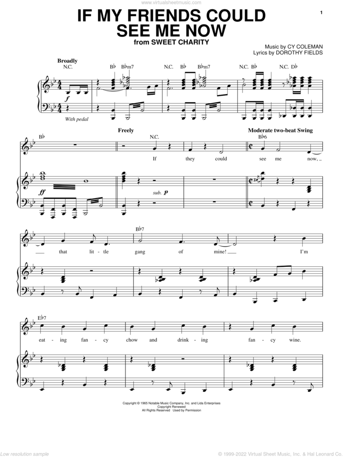 If My Friends Could See Me Now sheet music for voice and piano by Sammy Davis, Jr. and Cy Coleman, intermediate skill level