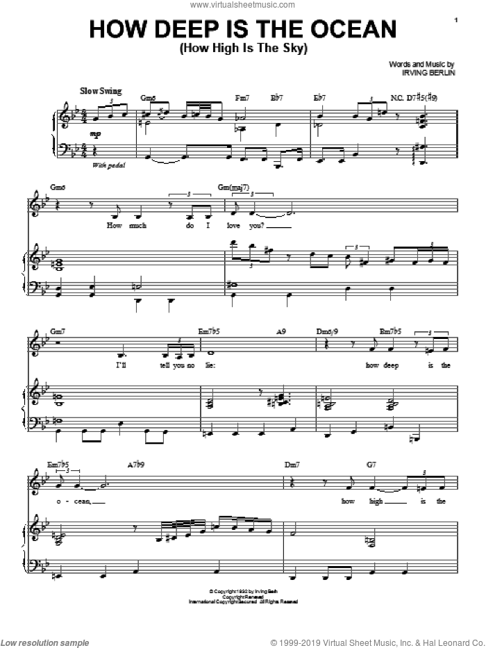 How Deep Is The Ocean (How High Is The Sky) sheet music for voice and piano by Dick Haymes and Irving Berlin, intermediate skill level