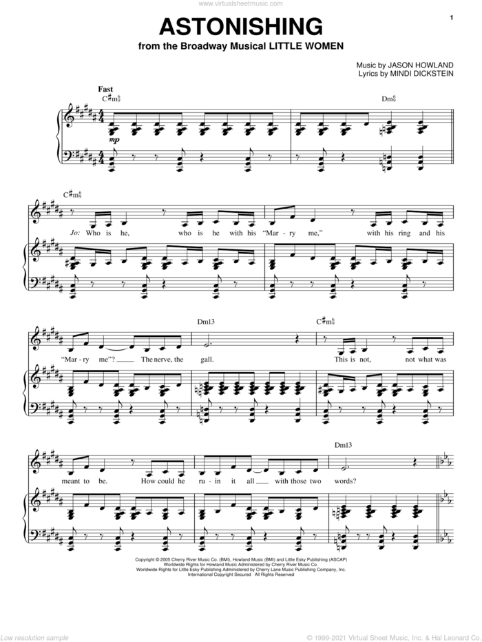 Astonishing sheet music for voice, piano or guitar by Sutton Foster, Little Women (Musical), Jason Howland and Mindi Dickstein, intermediate skill level