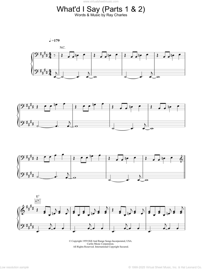 What'd I Say sheet music for voice, piano or guitar by Ray Charles, intermediate skill level