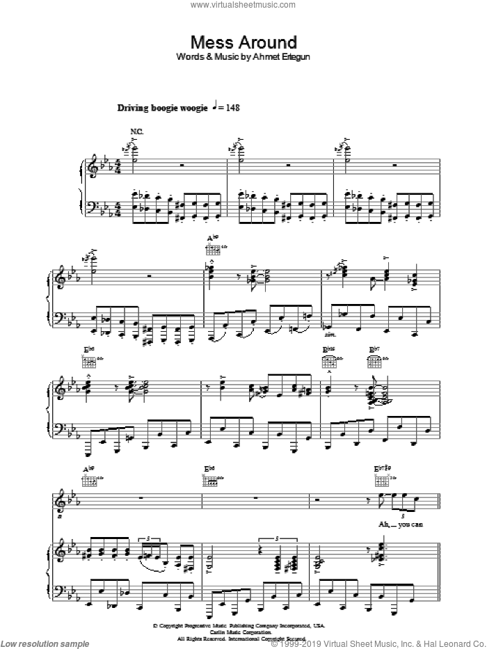 Mess Around sheet music for voice, piano or guitar by Ray Charles and Ahmet Ertegun, intermediate skill level