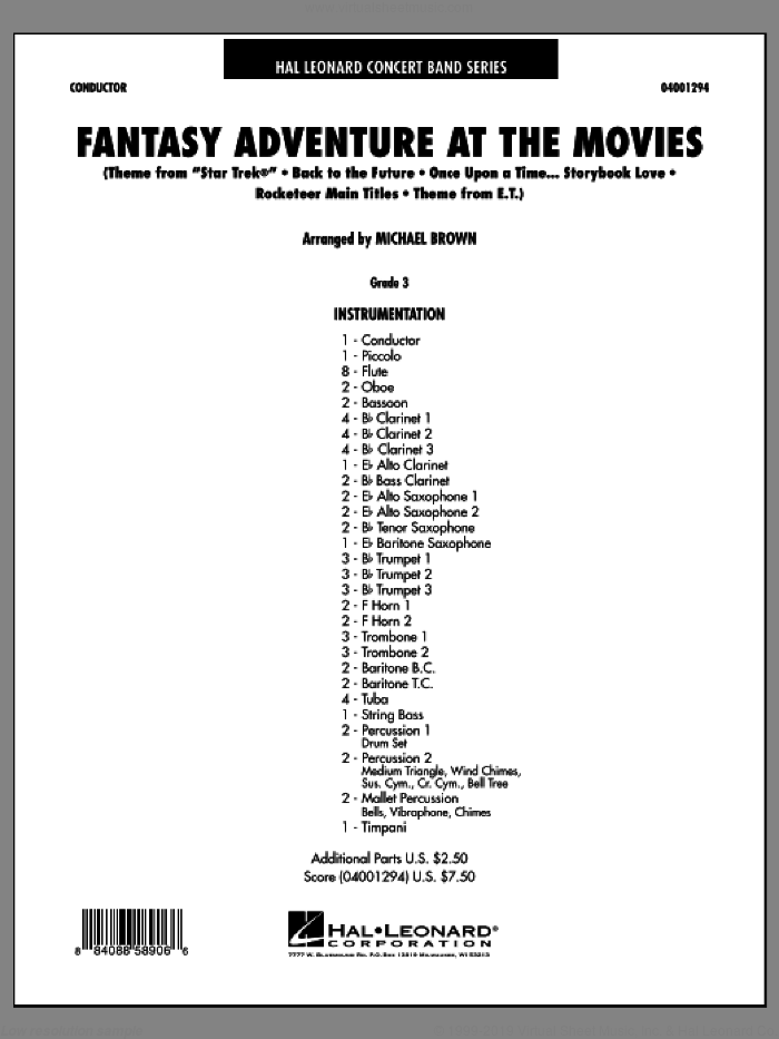 Fantasy Adventure At The Movies (COMPLETE) sheet music for concert band by Michael Brown, intermediate skill level