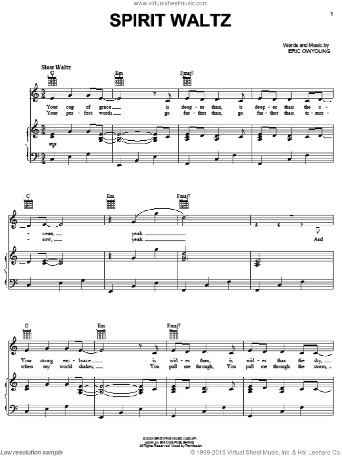 Spirit Waltz sheet music for voice, piano or guitar by Something Like Silas and Eric Owyoung, intermediate skill level