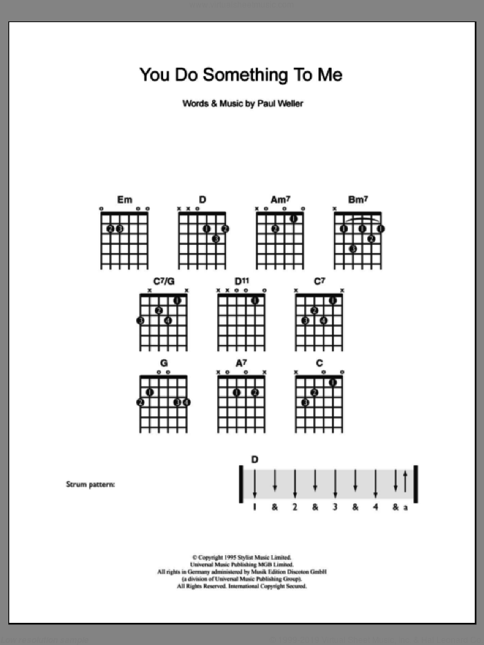 You Do Something To Me sheet music for guitar solo (chords) by Paul Weller, easy guitar (chords)