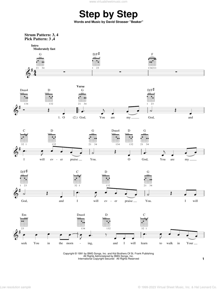 Step By Step sheet music for guitar solo (chords) by Rich Mullins and David Strasser Beaker, easy guitar (chords)