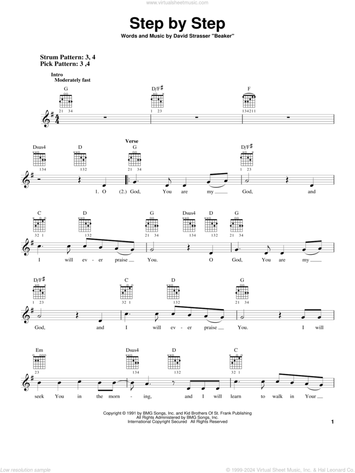 Step By Step sheet music for guitar solo (chords) by Rich Mullins and David Strasser Beaker, easy guitar (chords)