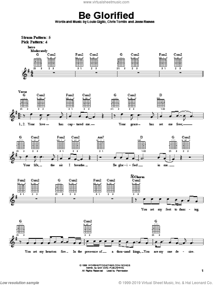 Be Glorified sheet music for guitar solo (chords) by Chris Tomlin, Tim Hughes, Jesse Reeves and Louie Giglio, easy guitar (chords)