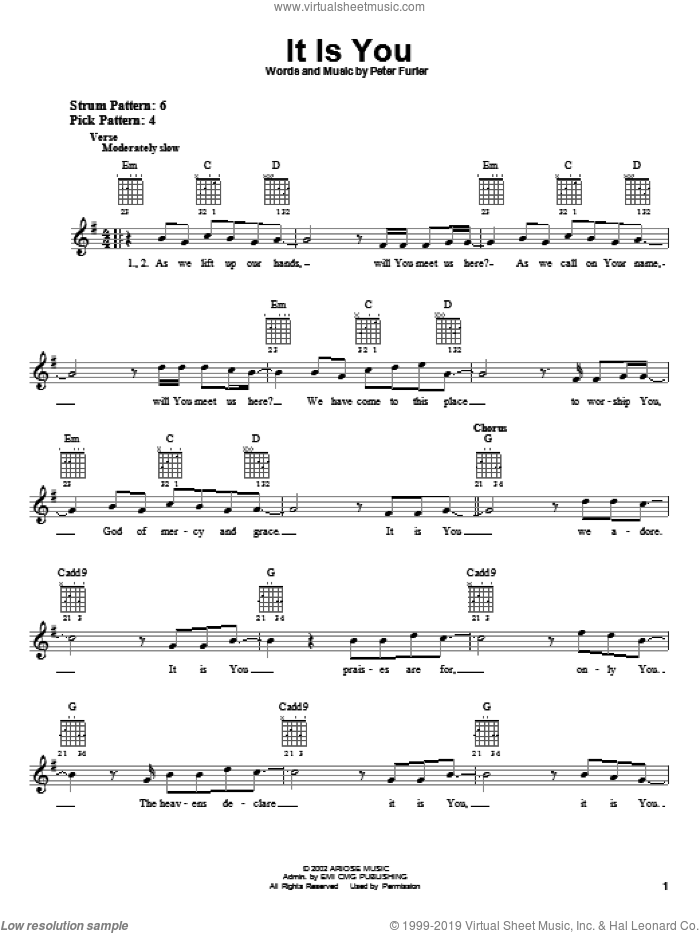 It Is You sheet music for guitar solo (chords) by Newsboys and Peter Furler, easy guitar (chords)