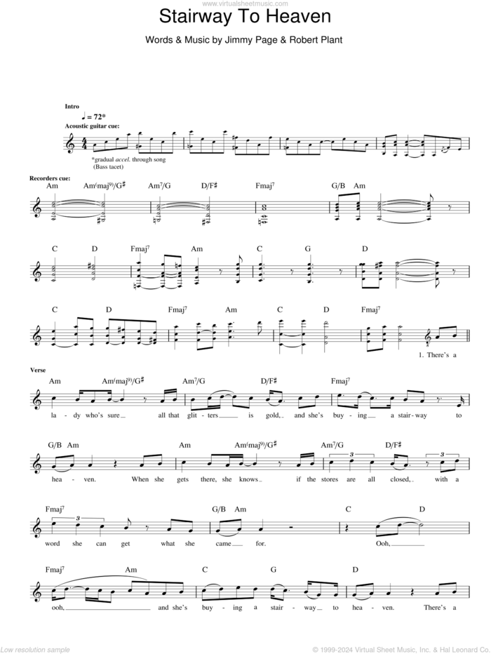 Stairway To Heaven sheet music for bass (tablature) (bass guitar) by Led Zeppelin, Rodrigo y Gabriela, Jimmy Page and Robert Plant, intermediate skill level