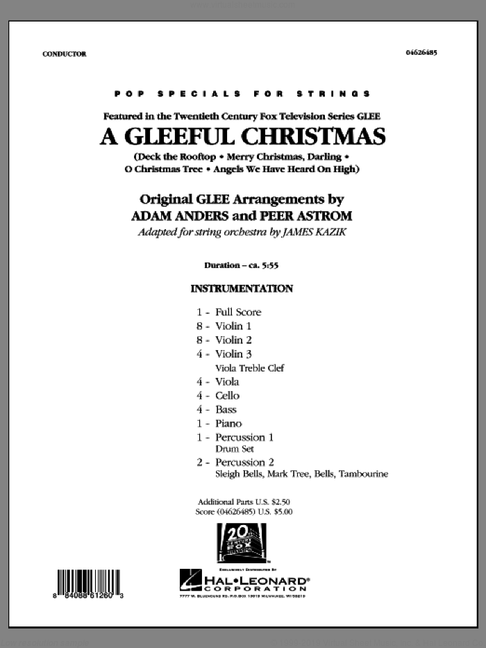 A Gleeful Christmas (COMPLETE) sheet music for orchestra by Peer Astrom, Adam Anders and James Kazik, intermediate skill level