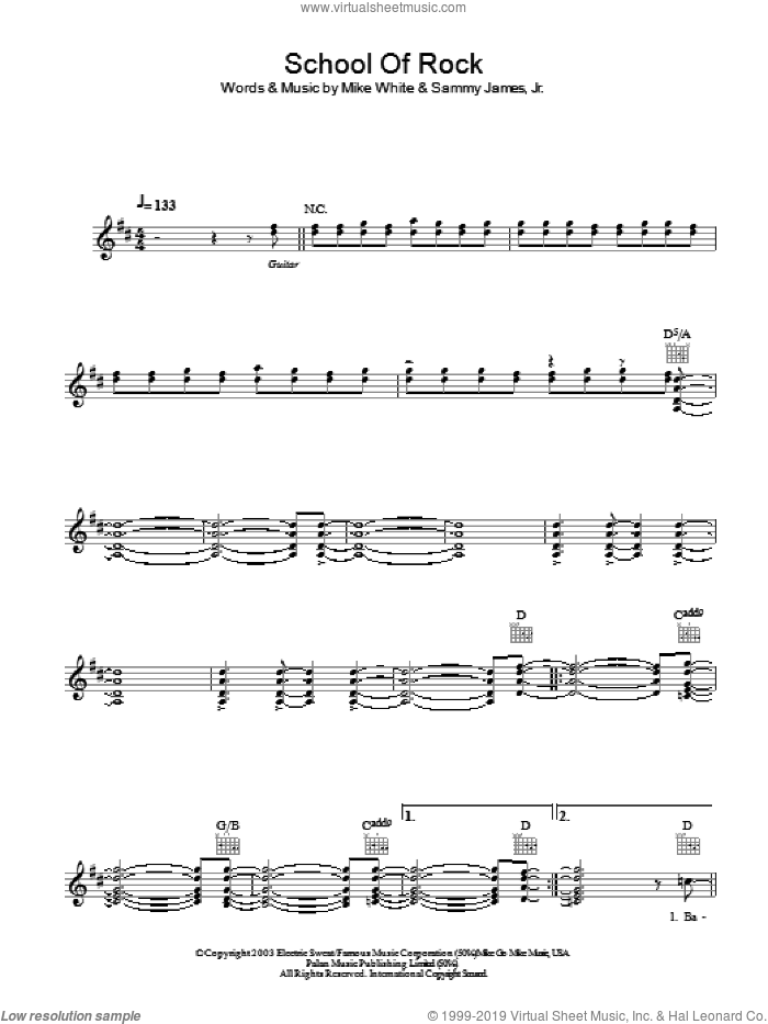 School Of Rock (from School of Rock: The Musical) sheet music for voice and other instruments (fake book) by Jack Black, School Of Rock (Movie), Mike White, Mike White and Samuel Buonaugurio, Sammy James Jr. and Samuel Buonaugurio, intermediate skill level