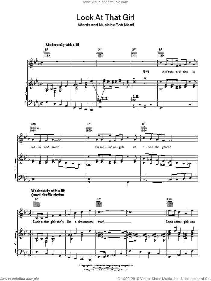 Look At That Girl sheet music for voice, piano or guitar by Bob Merrill, intermediate skill level