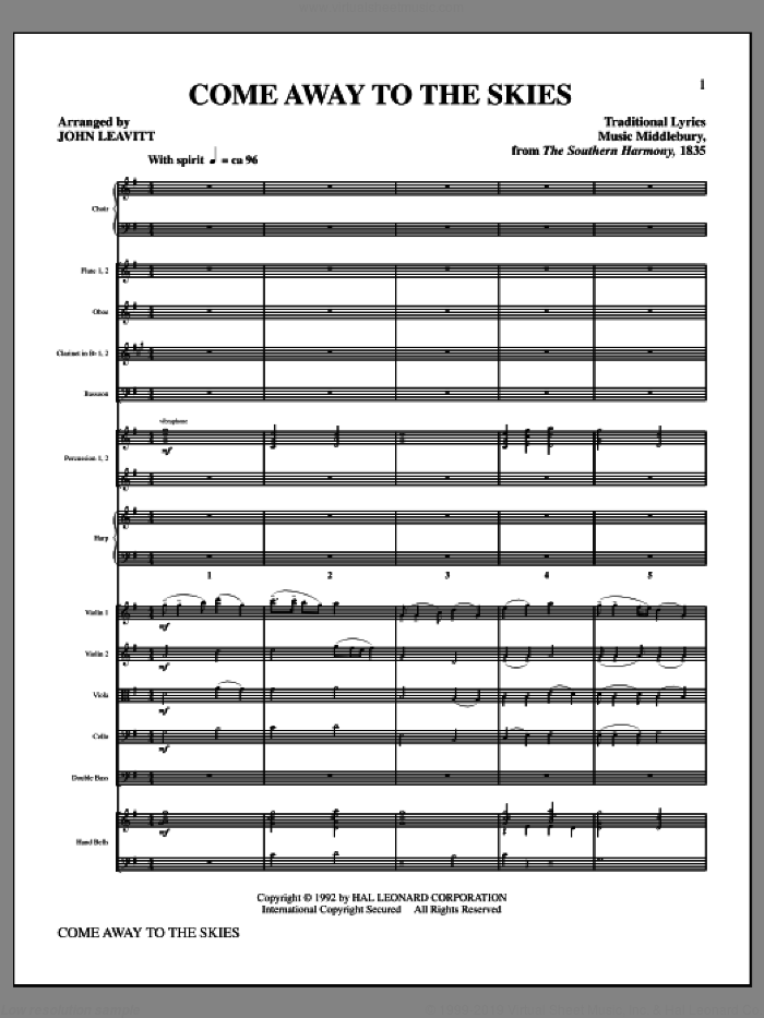 Come Away To The Skies (complete set of parts) sheet music for orchestra/band (Orchestra) by John Leavitt, intermediate skill level