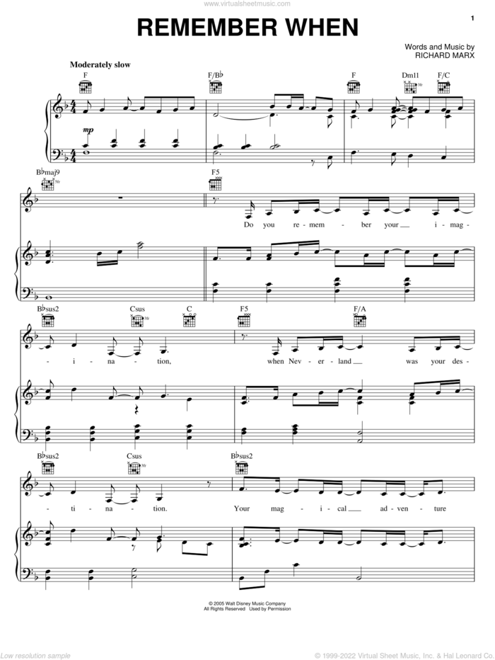 Remember When sheet music for voice, piano or guitar by LeAnn Rimes and Richard Marx, intermediate skill level