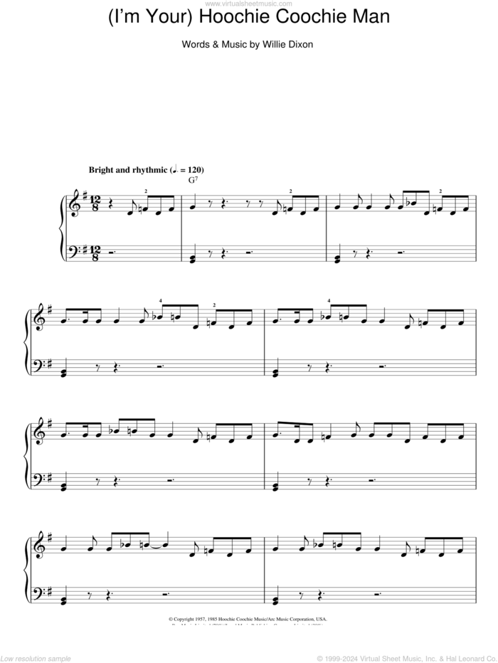 (I'm Your) Hoochie Coochie Man sheet music for piano solo by Muddy Waters and Willie Dixon, easy skill level