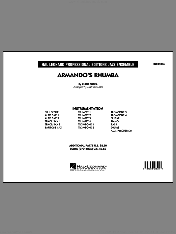 Armando's Rhumba (COMPLETE) sheet music for jazz band by Chick Corea and Mike Tomaro, intermediate skill level