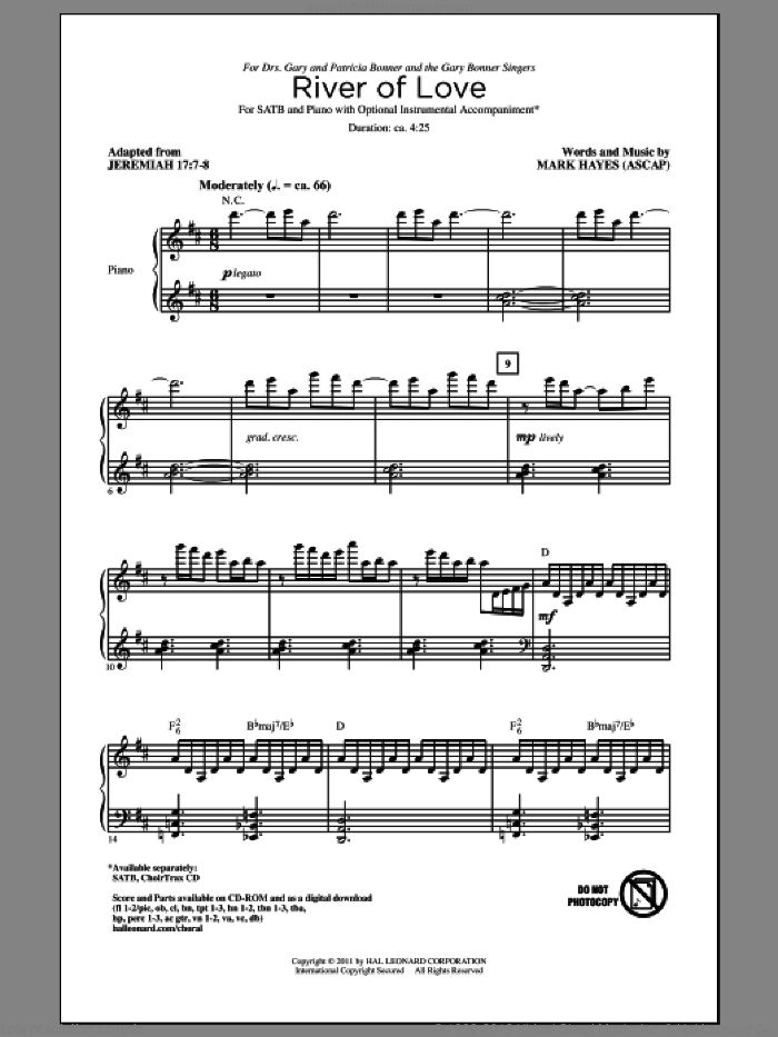 River Of Love sheet music for choir (SATB: soprano, alto, tenor, bass) by Mark Hayes, intermediate skill level