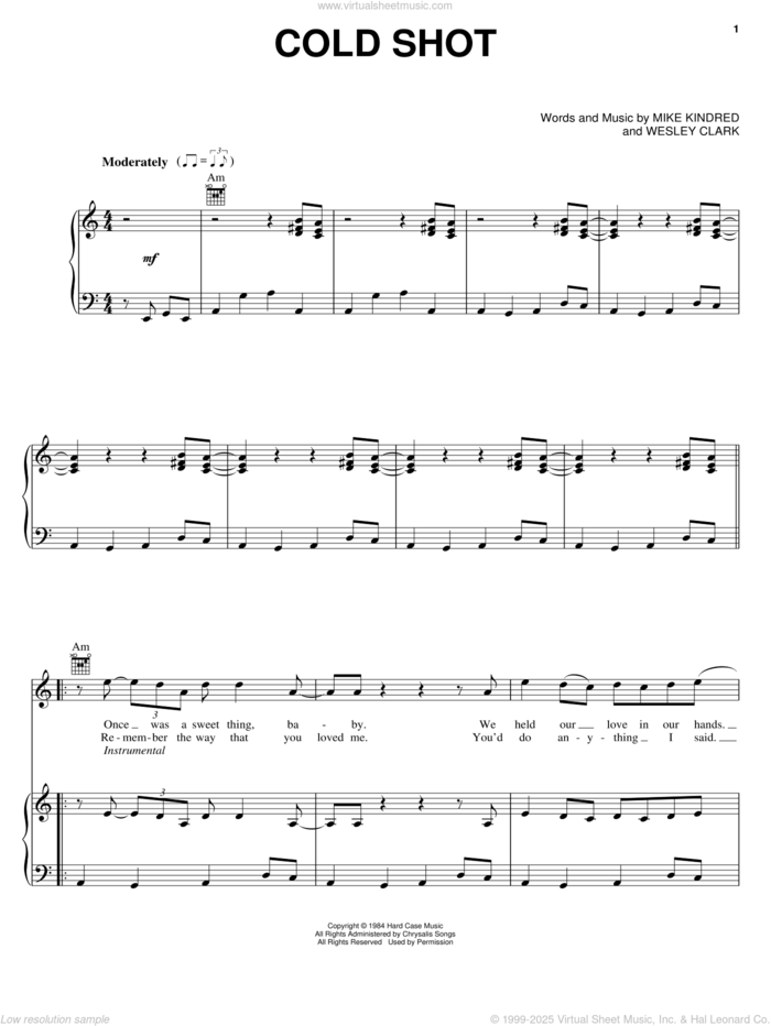 Cold Shot sheet music for voice, piano or guitar by Stevie Ray Vaughan, Mike Kindred and Wesley Clark, intermediate skill level