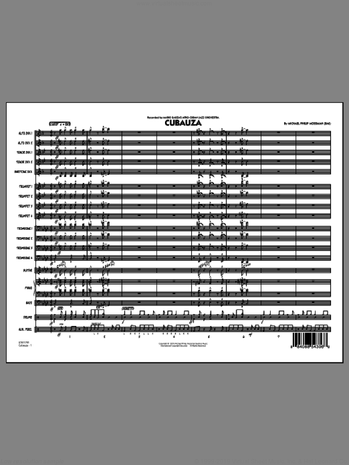 Cubauza! (COMPLETE) sheet music for jazz band by Michael Philip Mossman and Mario Bauza, intermediate skill level