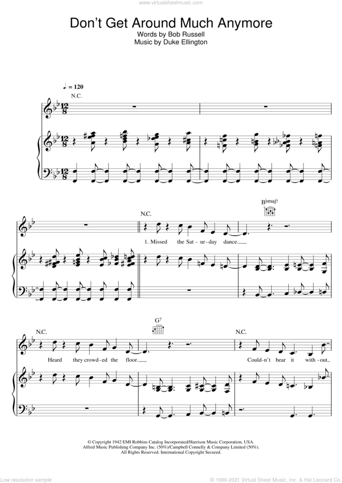 Don't Get Around Much Anymore sheet music for voice, piano or guitar by Tony Bennett & Michael Buble, Michael Buble, Rod Stewart, Tony Bennett, Bob Russell and Duke Ellington, intermediate skill level