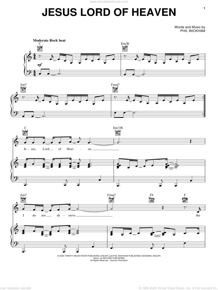 Jesus Lord Of Heaven sheet music for voice, piano or guitar by Kutless and Phil Wickham, intermediate skill level