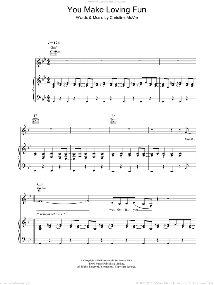 You Make Loving Fun sheet music for voice, piano or guitar by Fleetwood Mac and Christine McVie, intermediate skill level