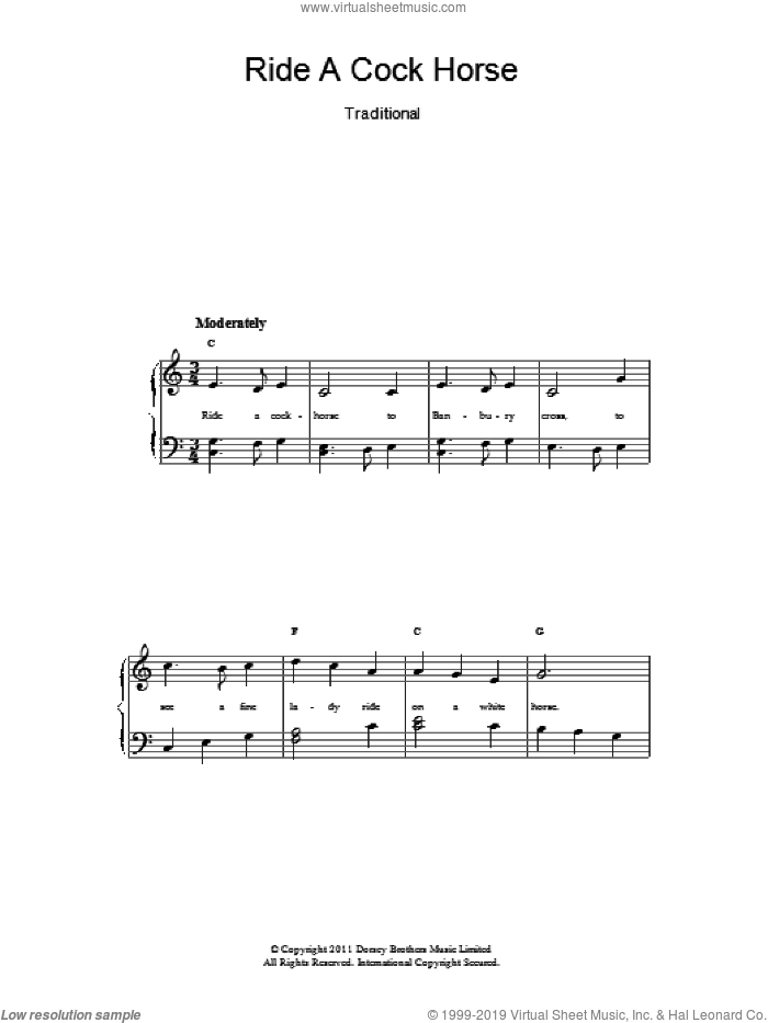 Ride A Cock Horse sheet music for voice and piano, intermediate skill level