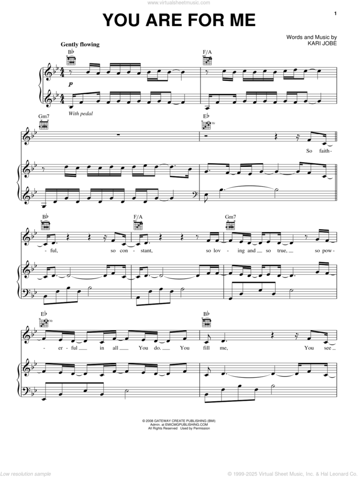 You Are For Me sheet music for voice, piano or guitar by Kari Jobe, intermediate skill level