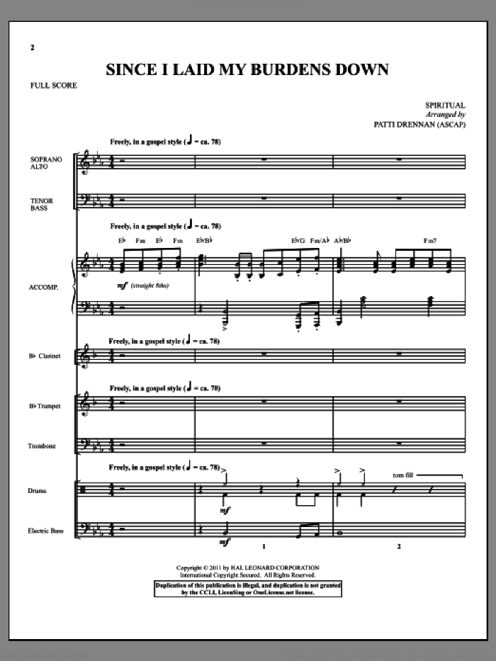 Since I Laid My Burdens Down (complete set of parts) sheet music for orchestra/band (Orchestra) by Patti Drennan, intermediate skill level