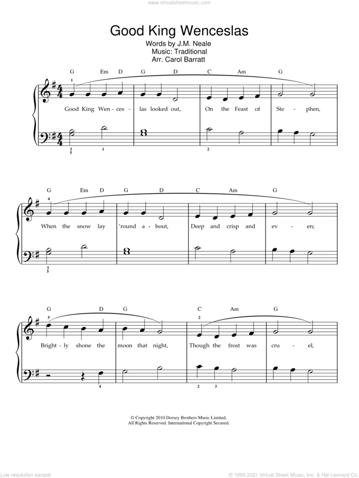 Good King Wenceslas sheet music for voice and piano by John Mason Neale, intermediate skill level