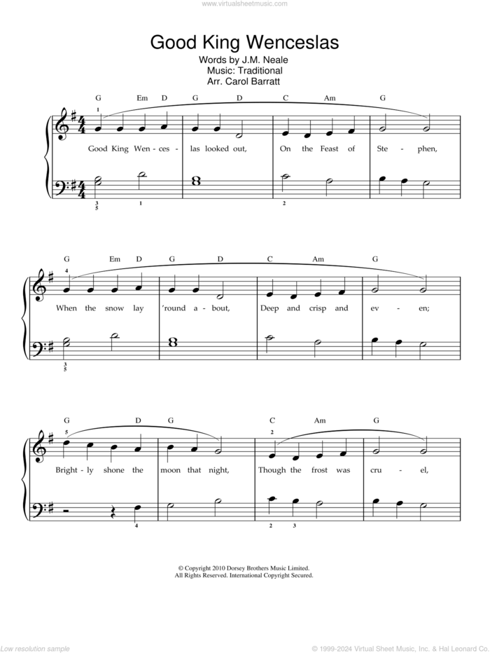 Good King Wenceslas sheet music for voice and piano by John Mason Neale, intermediate skill level