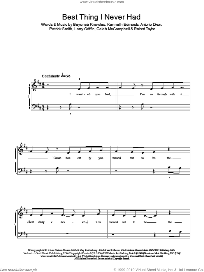 beyonce best thing i never had music sheet download piano